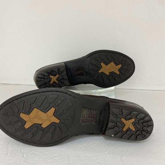 Born Boot Sz7 M Short Boots Brown Leather Women D86123 Brass Colored Buckle - Picture 8 of 8